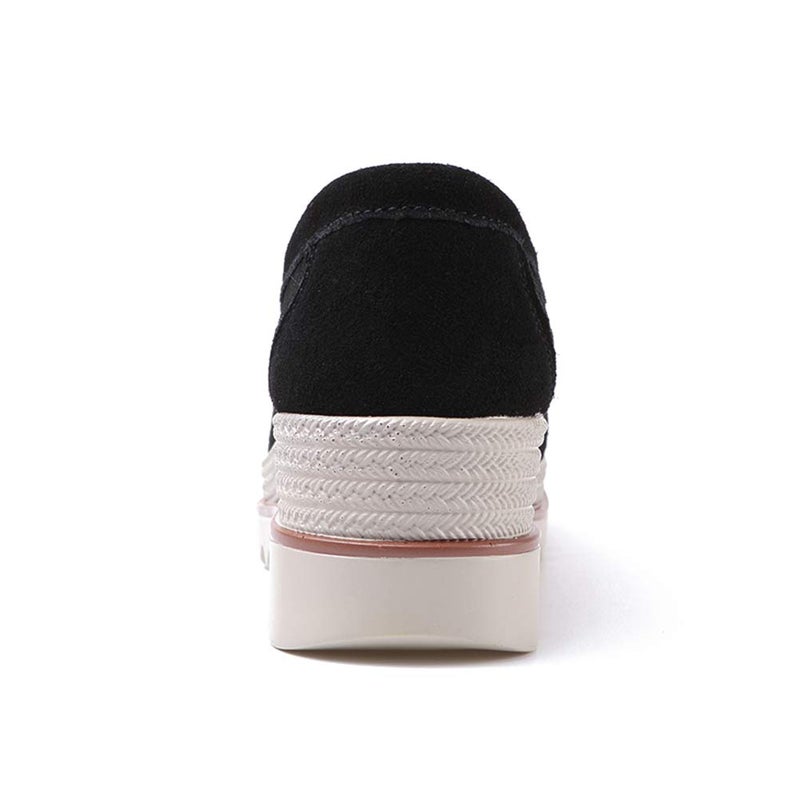 Ruiatoo Women's Platform Slip on Loafers Hollow Out Comfort Suede Moccasins Low Top Casual Shoes Black 35 - Image 3
